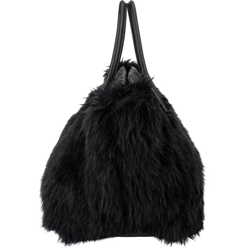 Miu Miu Faux Fur Matelassé Nappa Leather Tote Handbag