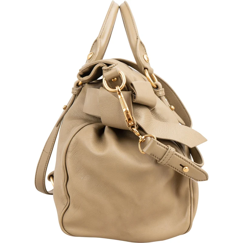 Miu Miu Vitello Lux Leather Bow Handbag