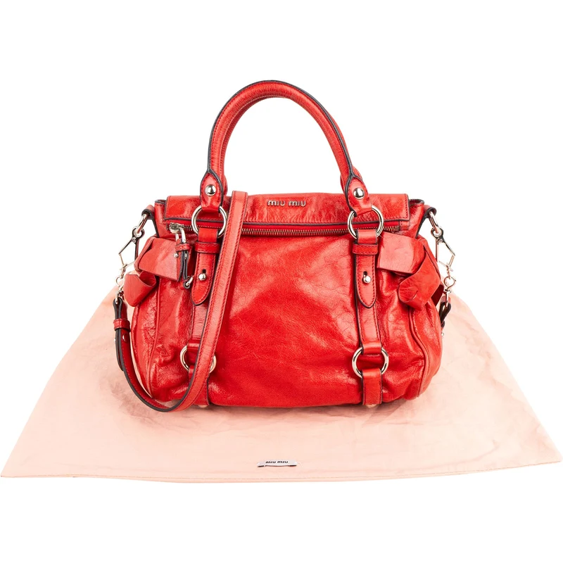 Miu Miu Vitello Lux Leather Bow Handbag