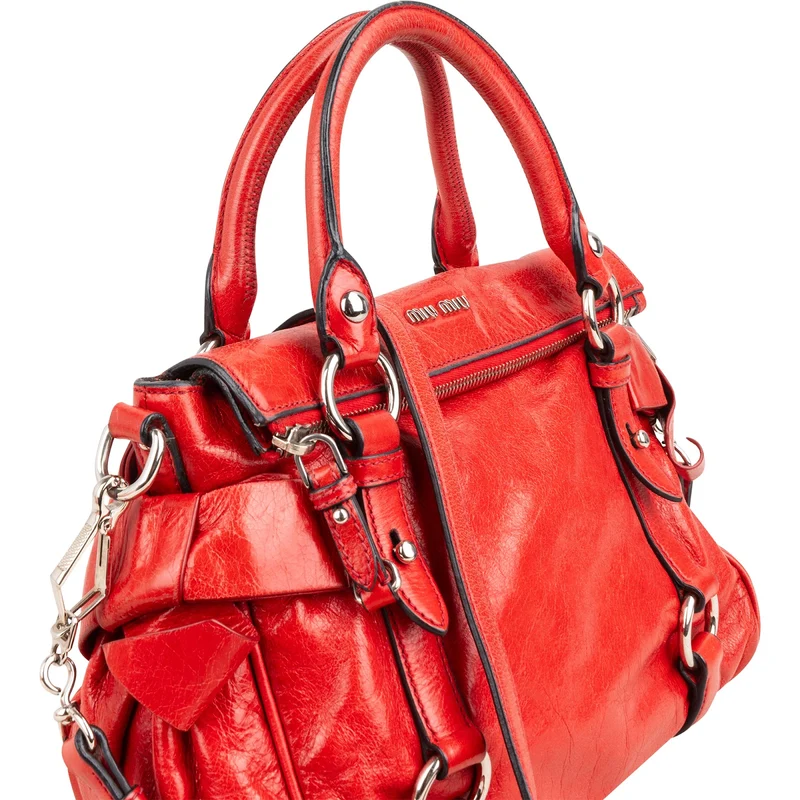 Miu Miu Vitello Lux Leather Bow Handbag