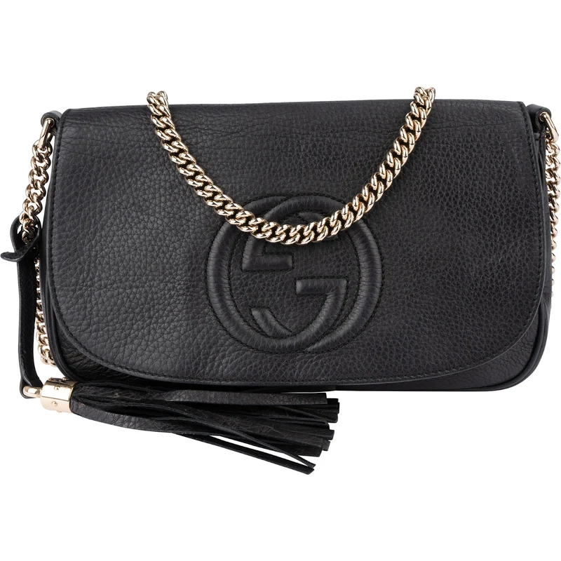 Gucci Black Leather Soho Chain Crossbody Bag