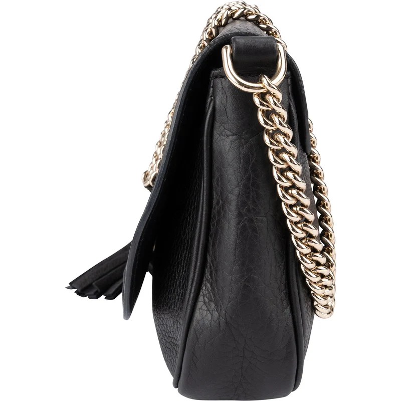 Gucci Black Leather Soho Chain Crossbody Bag