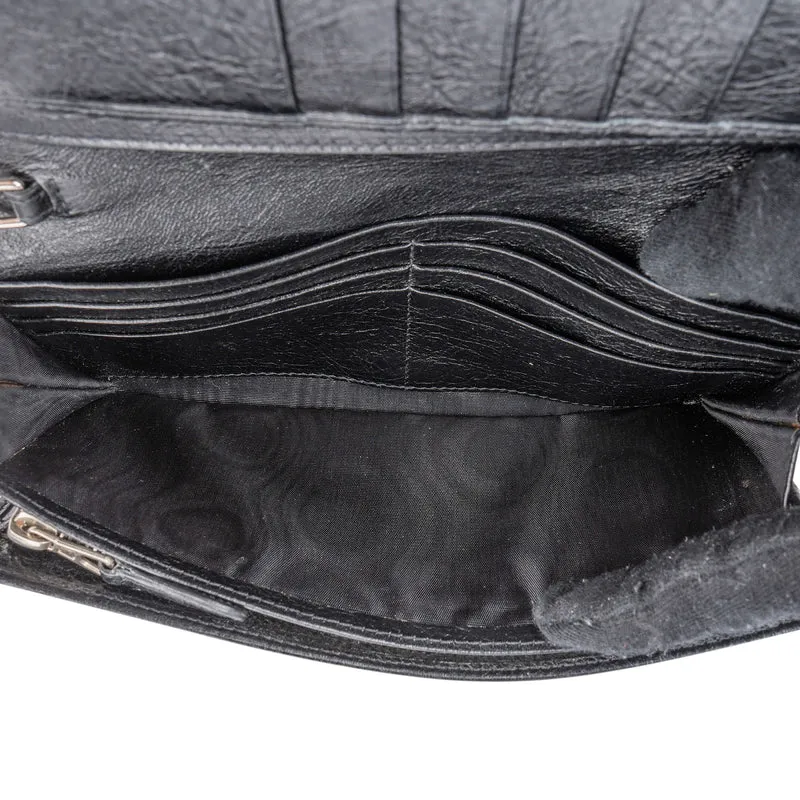 Balenciaga Black Leather Classic City Wallet On Strap Shoulder Bag