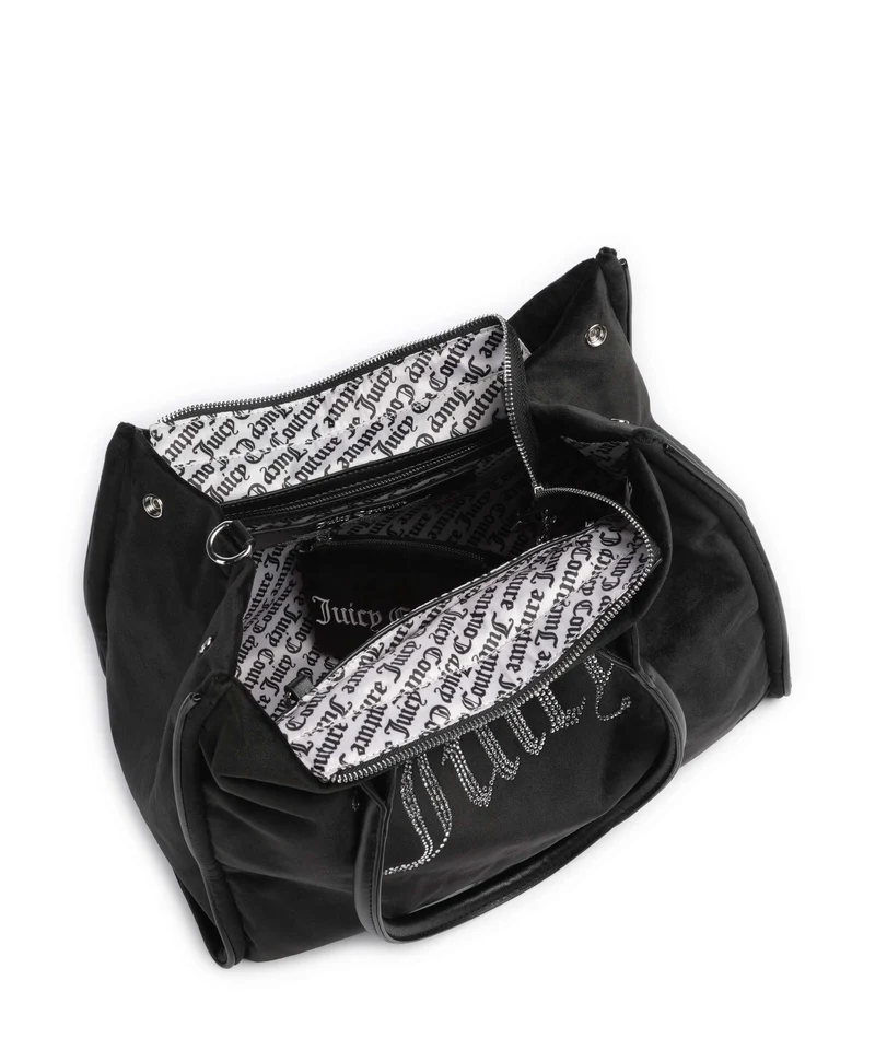 Juicy Couture Iris Velvet Rhinestones L Shopper black