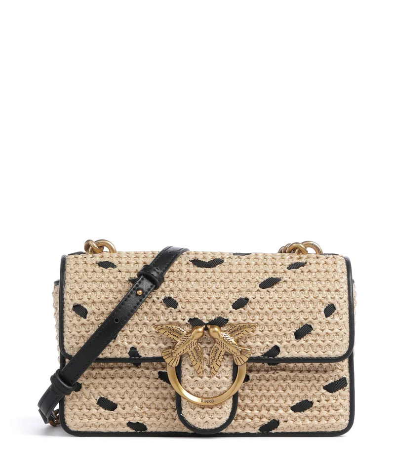 Pinko Love One Mini Umhängetasche paglia/nero/antique gold
