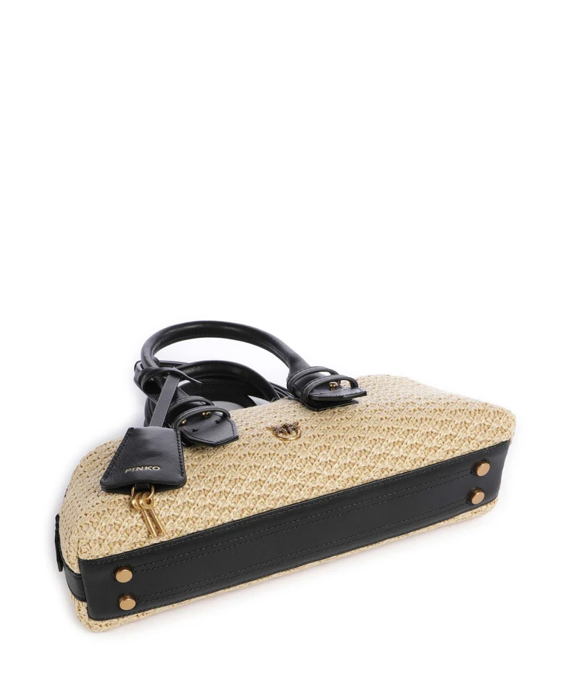 Pinko Bowling Horizontal Handtasche rafia/nero/antique gold