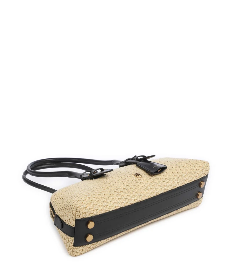 Pinko Bowling Horizontal Big Handtasche raffia/bianco/antique gold