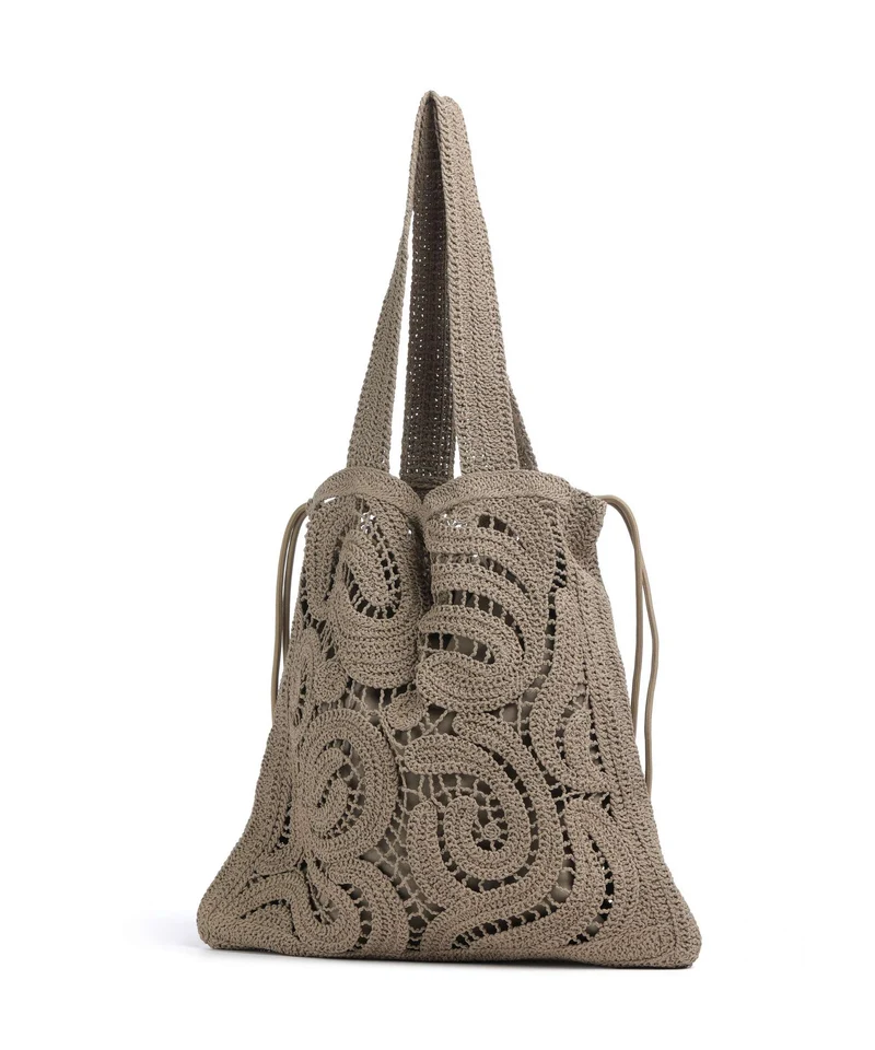 Pinko Crochet Geometrico Beuteltasche verde canguro