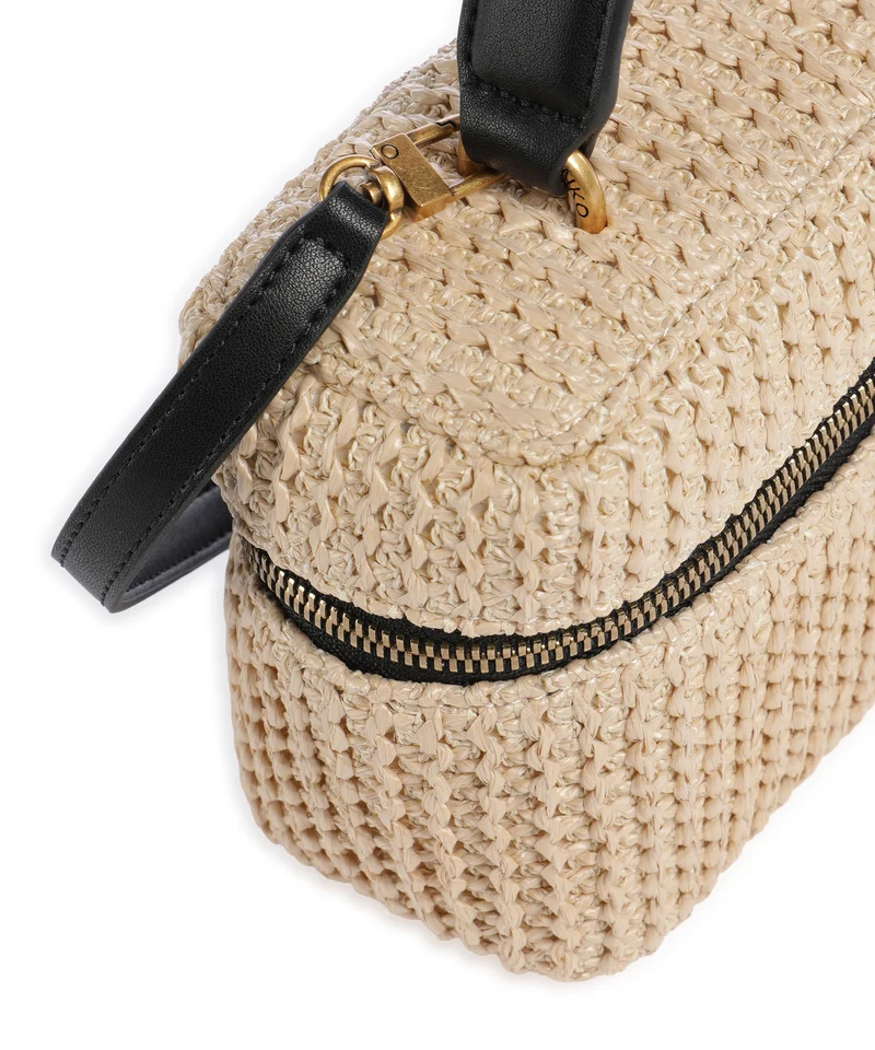 Pinko Vanity Soft Mini Umhängetasche rafia/nero/antique gold