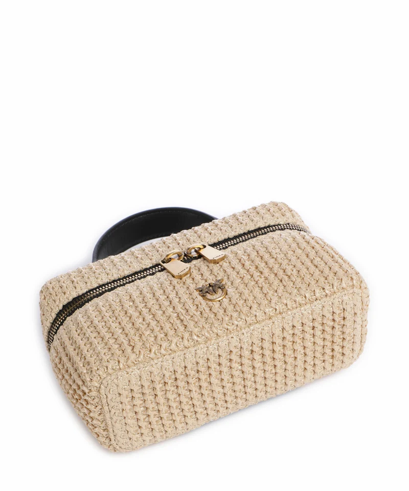 Pinko Vanity Soft Mini Umhängetasche rafia/nero/antique gold
