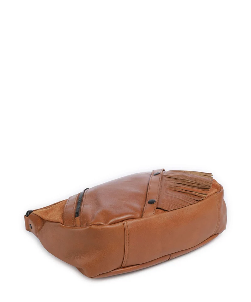 Spikes & Sparrow Suede Mix Jadeline Schultertasche brandy