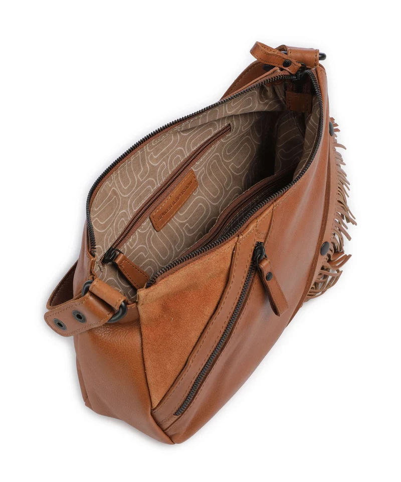 Spikes & Sparrow Suede Mix Jadeline Schultertasche brandy