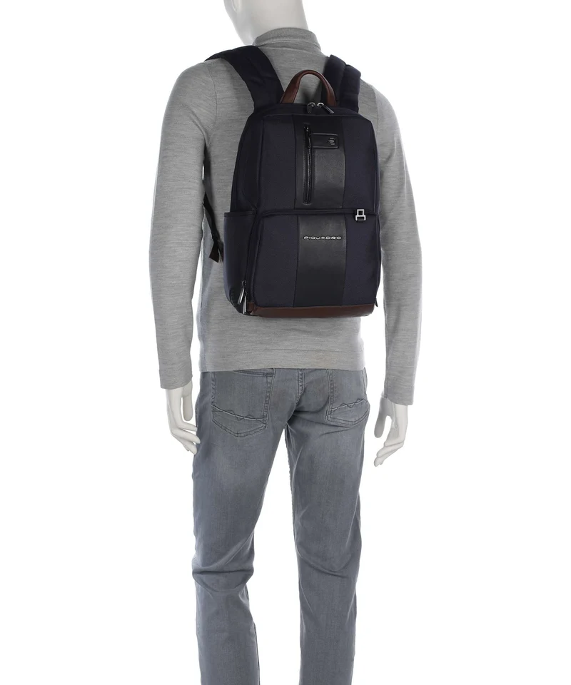 Piquadro Brief 2 LED Laptop-Rucksack blue/cognac