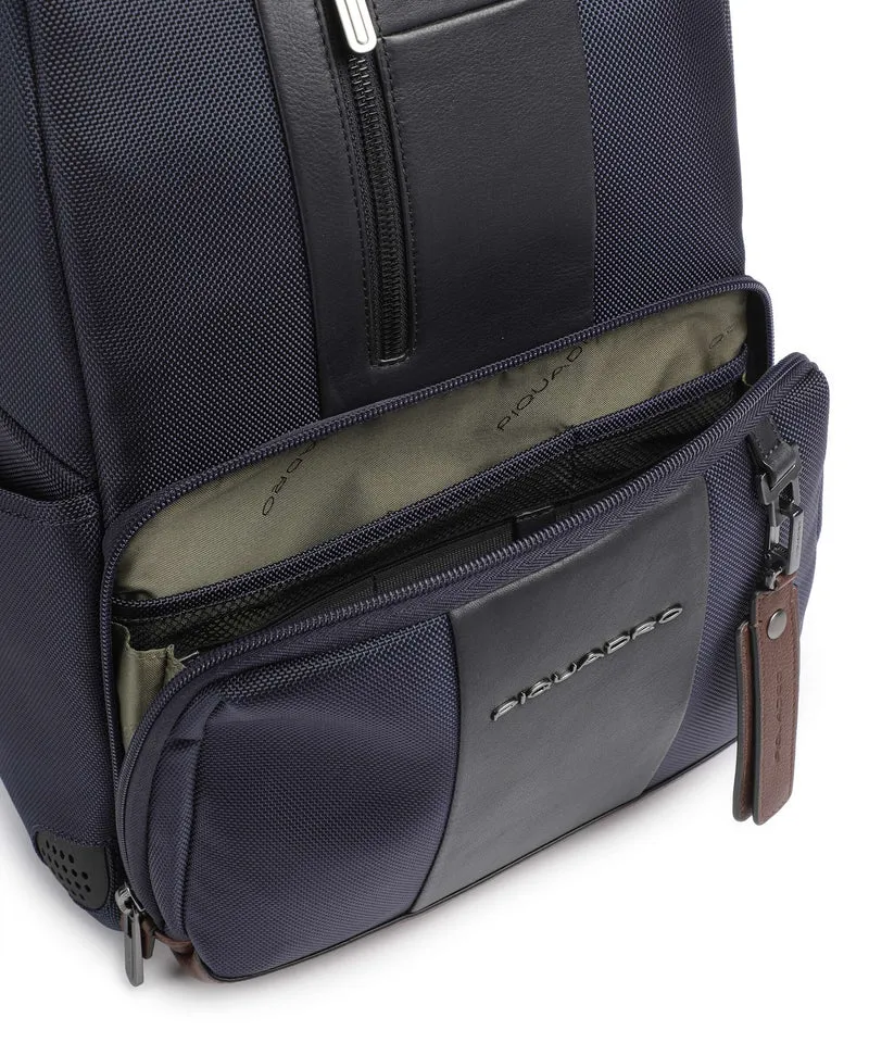 Piquadro Brief 2 LED Laptop-Rucksack blue/cognac