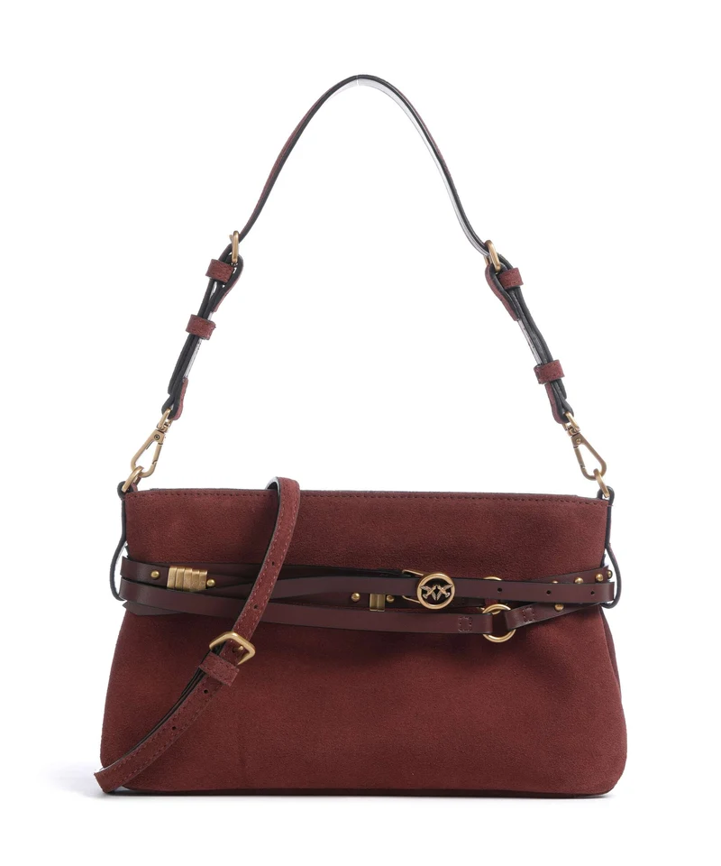 Pinko Belt Mini Schultertasche burgundy wine/antique gold