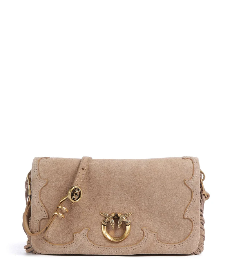 Pinko Love Click Soft Horizontal Mini Umhängetasche beige/scoiattolo/antique gold