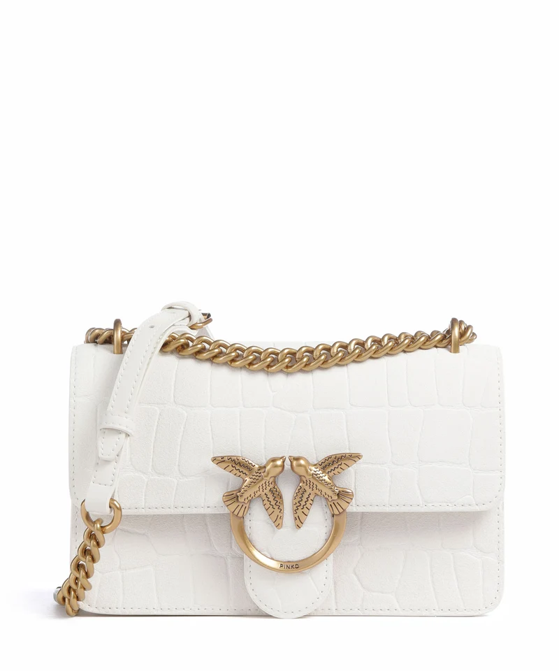 Pinko Love One Mini Schultertasche bianco nembo/antique gold