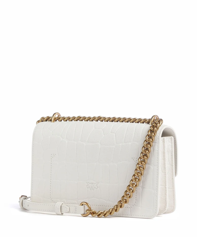 Pinko Love One Mini Schultertasche bianco nembo/antique gold