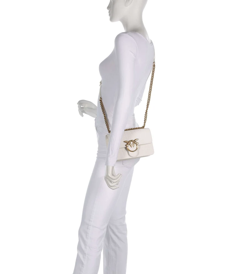 Pinko Love One Mini Schultertasche bianco nembo/antique gold