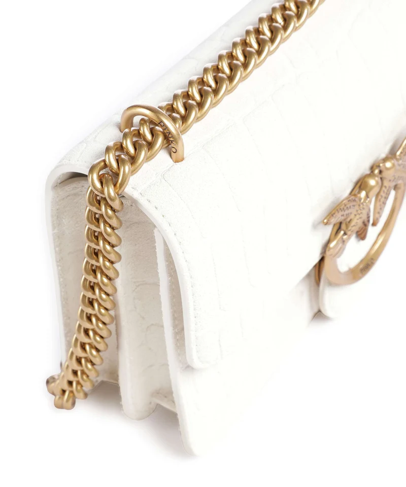 Pinko Love One Mini Schultertasche bianco nembo/antique gold