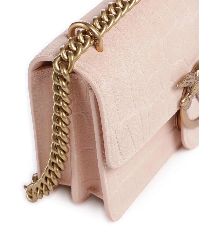 Pinko Love One Mini Schultertasche light pink/antique gold