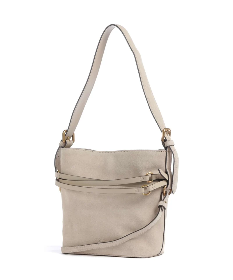 Pinko Belt Mini Bucket Handtasche beige/grigio fumo/antique gold