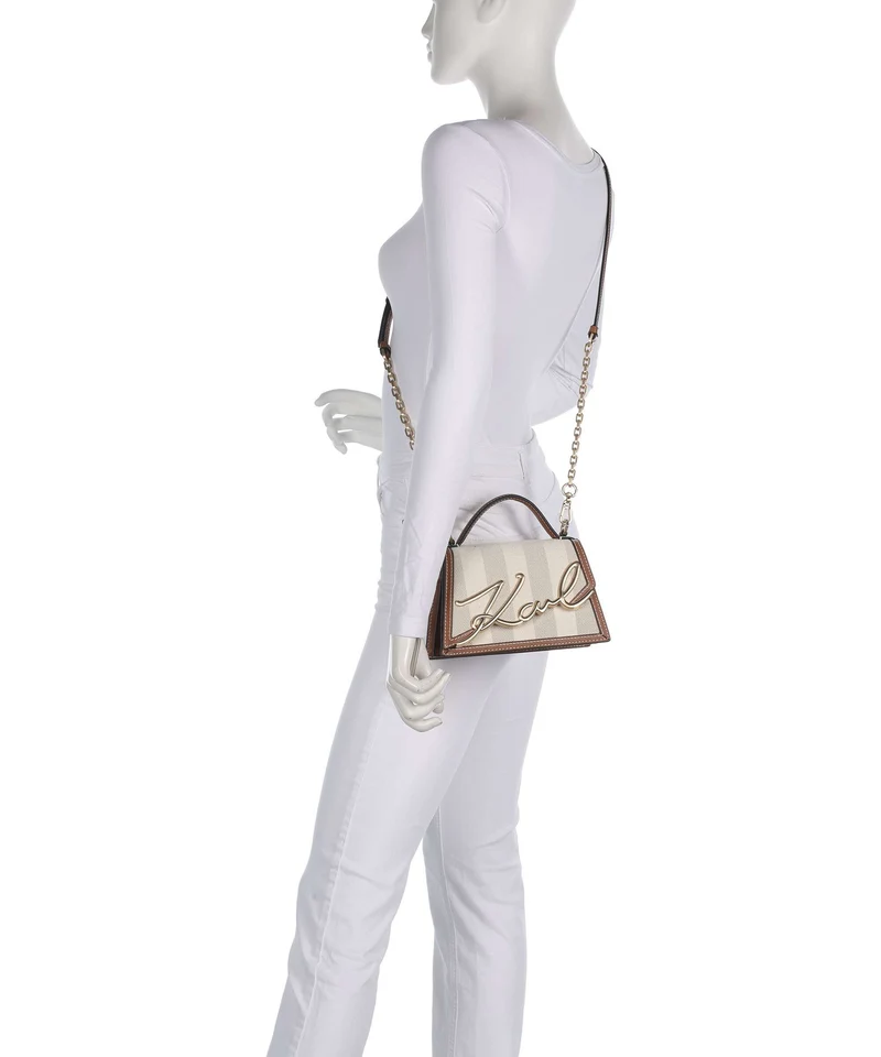 Karl Lagerfeld K/Signature 2.0 Small Umhängetasche natural canvas/tan