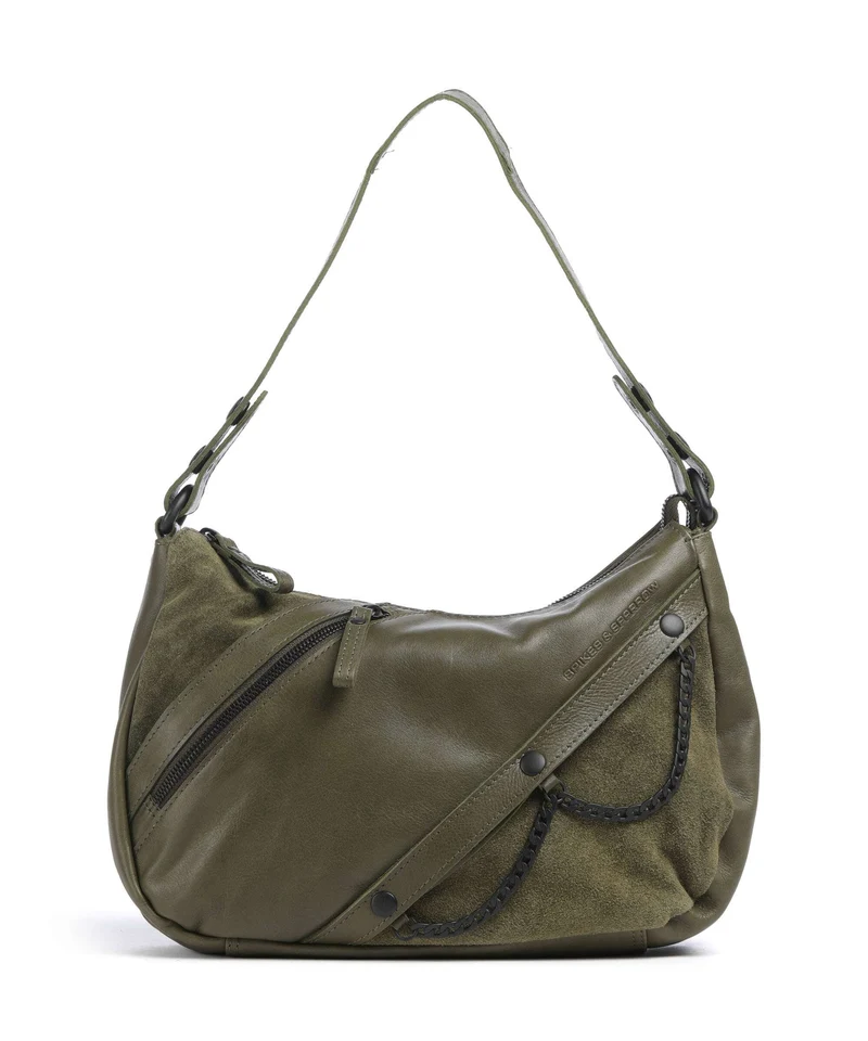 Spikes & Sparrow Suede Mix Jadeline Schultertasche green