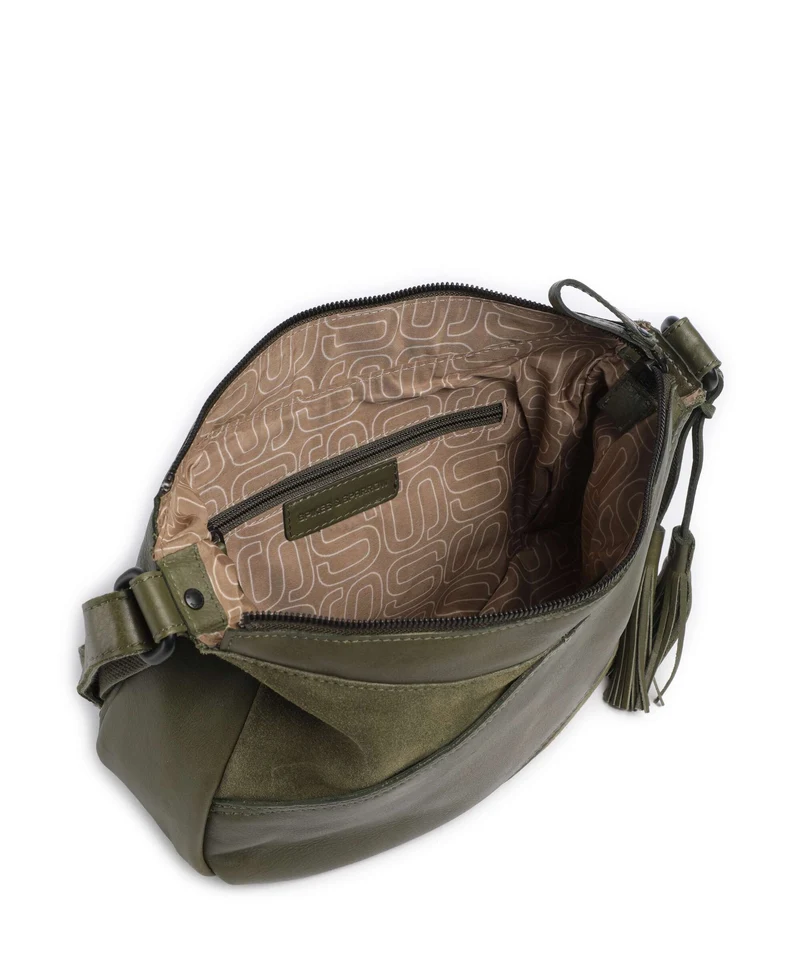 Spikes & Sparrow Suede Mix Lorain Umhängetasche green