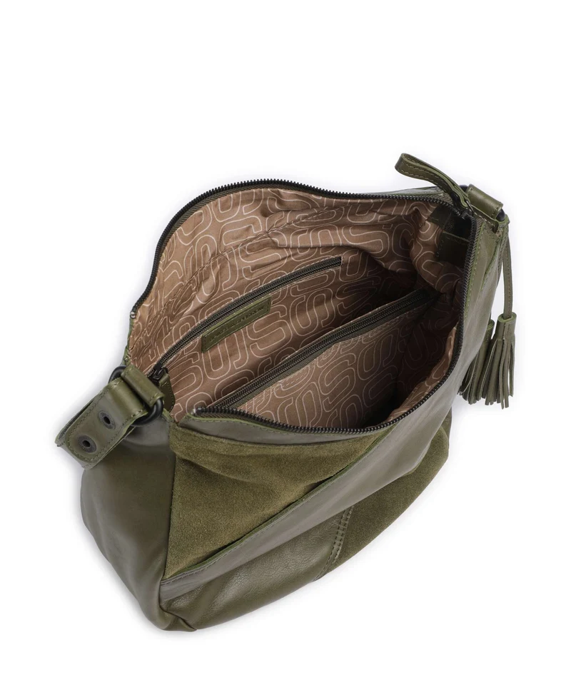 Spikes & Sparrow Suede Mix Natalia Beuteltasche green