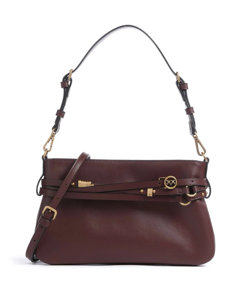 Pinko Belt Mini Schultertasche burgundy wine/antique gold