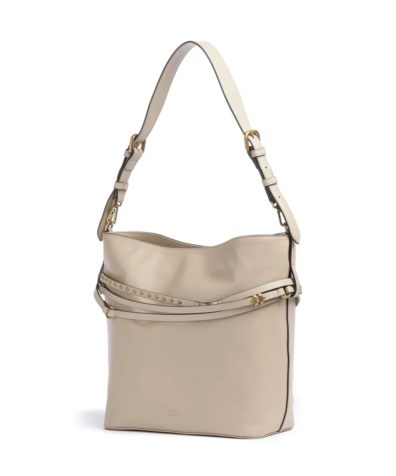 Pinko Belt Classic Bucket Handtasche beige/grigio fumo/antique gold