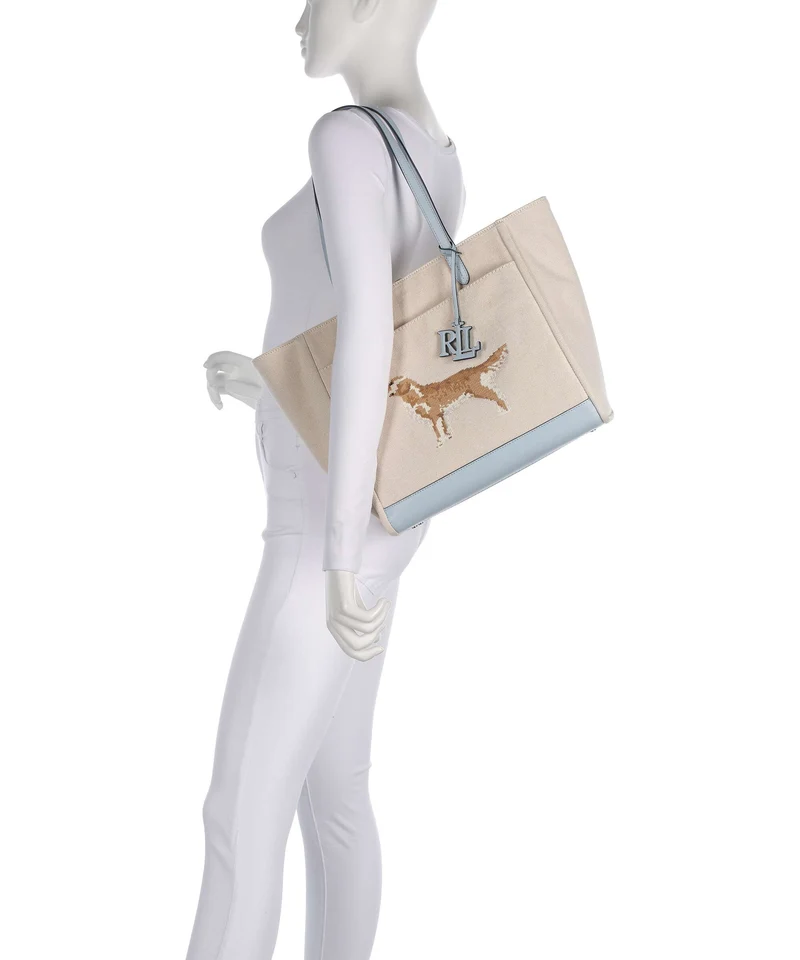 Lauren Ralph Lauren Cameryn Large Shopper natural/buff canvas/alpine blue