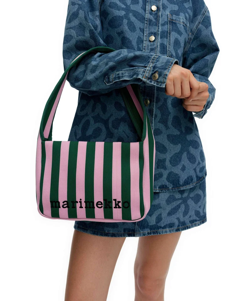 Marimekko Knitted Merirosvo Schultertasche pink/dark green