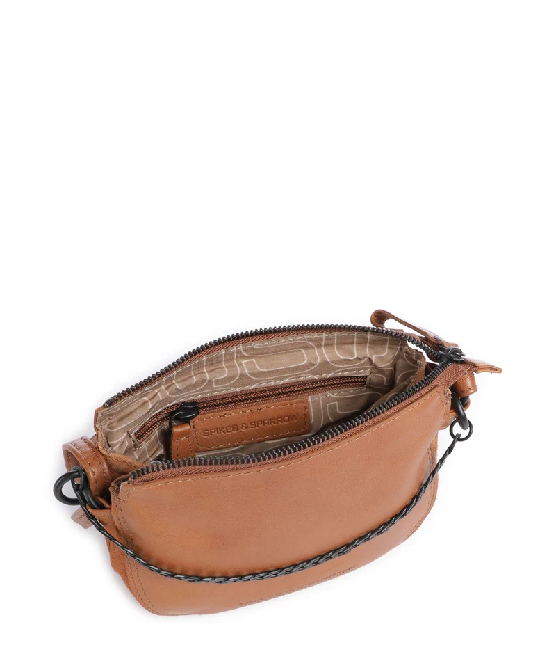 Spikes & Sparrow Suede Mix Delaine Umhängetasche brandy