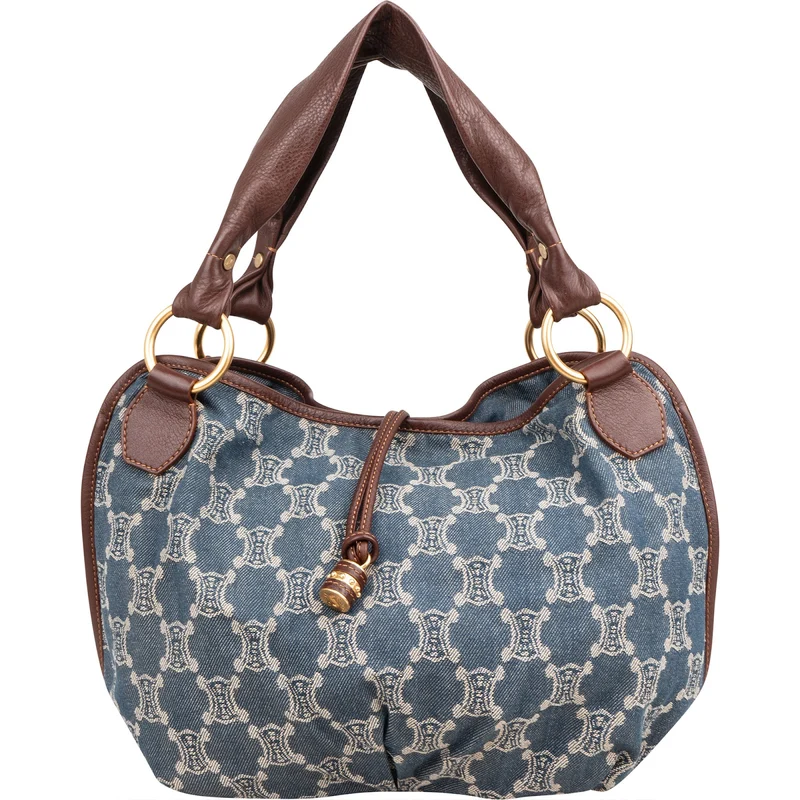 Céline Denim Macadam Monogram Hobo Shoulder Bag