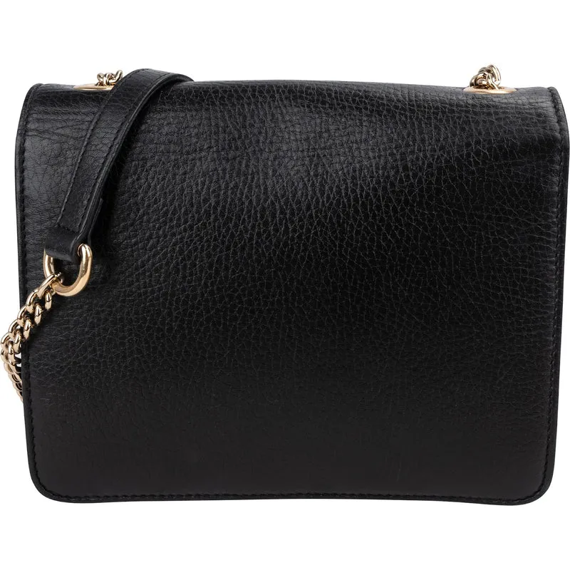 Gucci Pebbled Leather Interlocking GG Flap Crossbody Bag