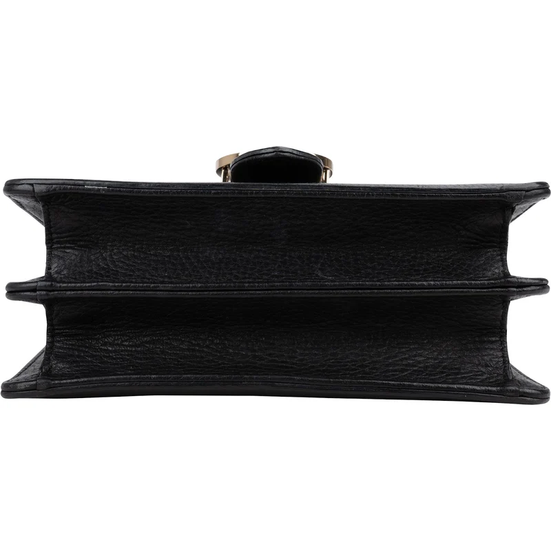 Gucci Pebbled Leather Interlocking GG Flap Crossbody Bag