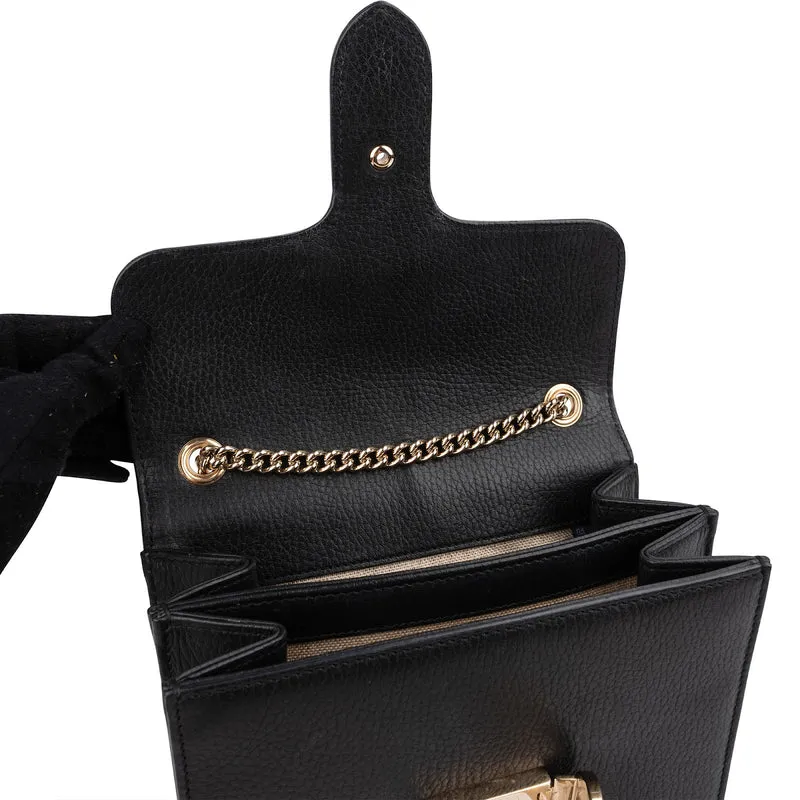Gucci Pebbled Leather Interlocking GG Flap Crossbody Bag