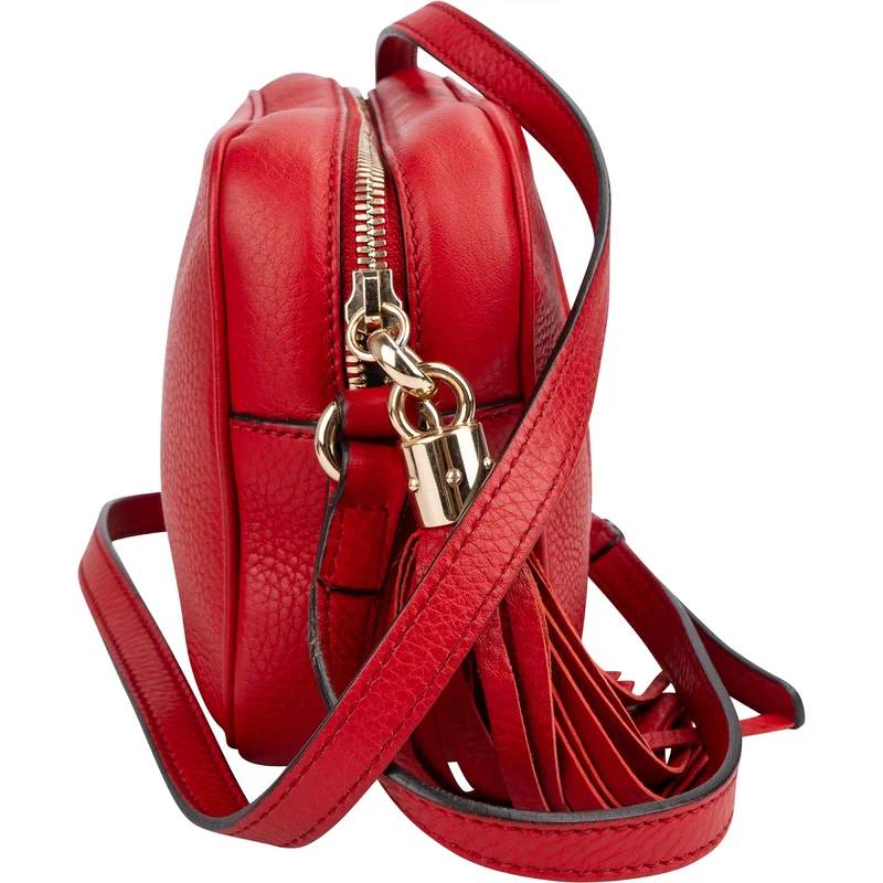 Gucci Red Grained leather GG Soho Disco Crossbody Bag