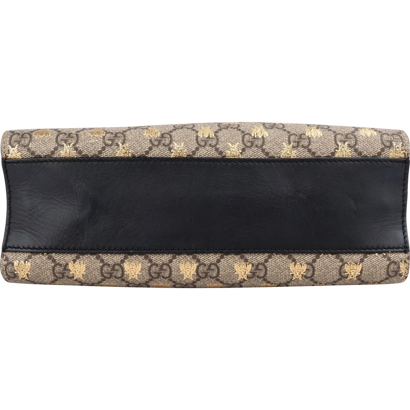 Gucci Monogram GG Supreme Canvas Padlock Bees Print Shoulder Bag
