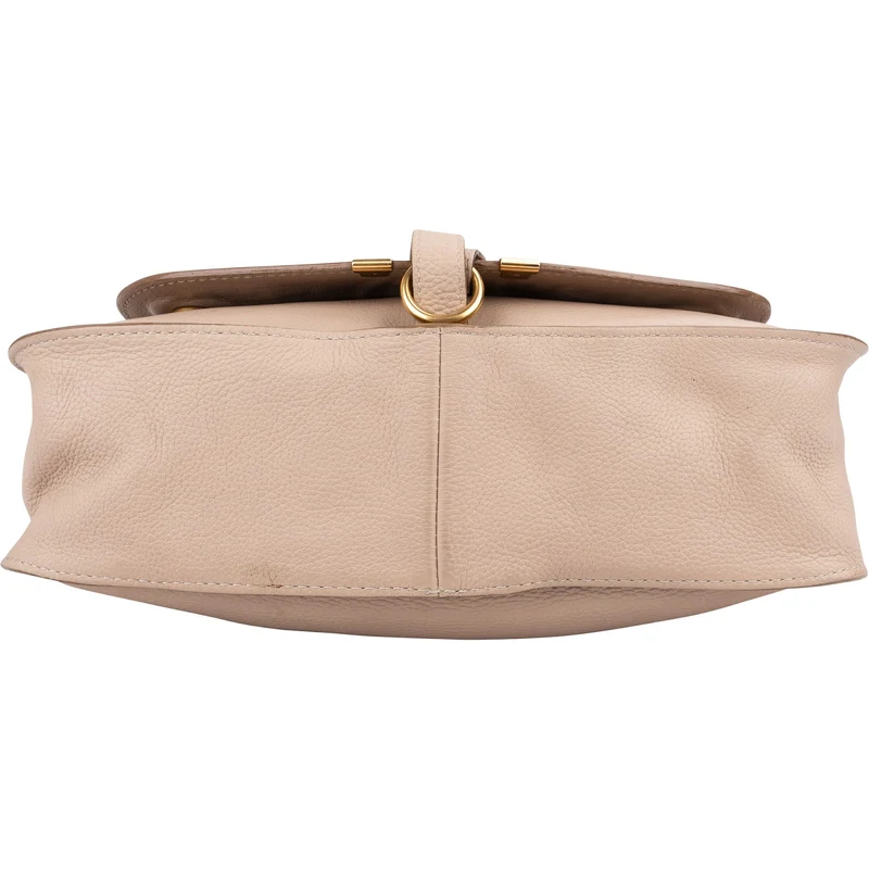 Chloé Beige Grained Calfskin Marcie Top Handle Shoulder Bag