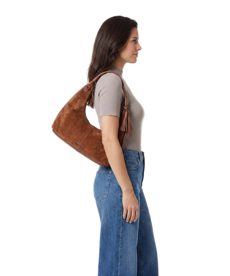 Spikes & Sparrow Suede Mix Gwyn Beuteltasche mocca