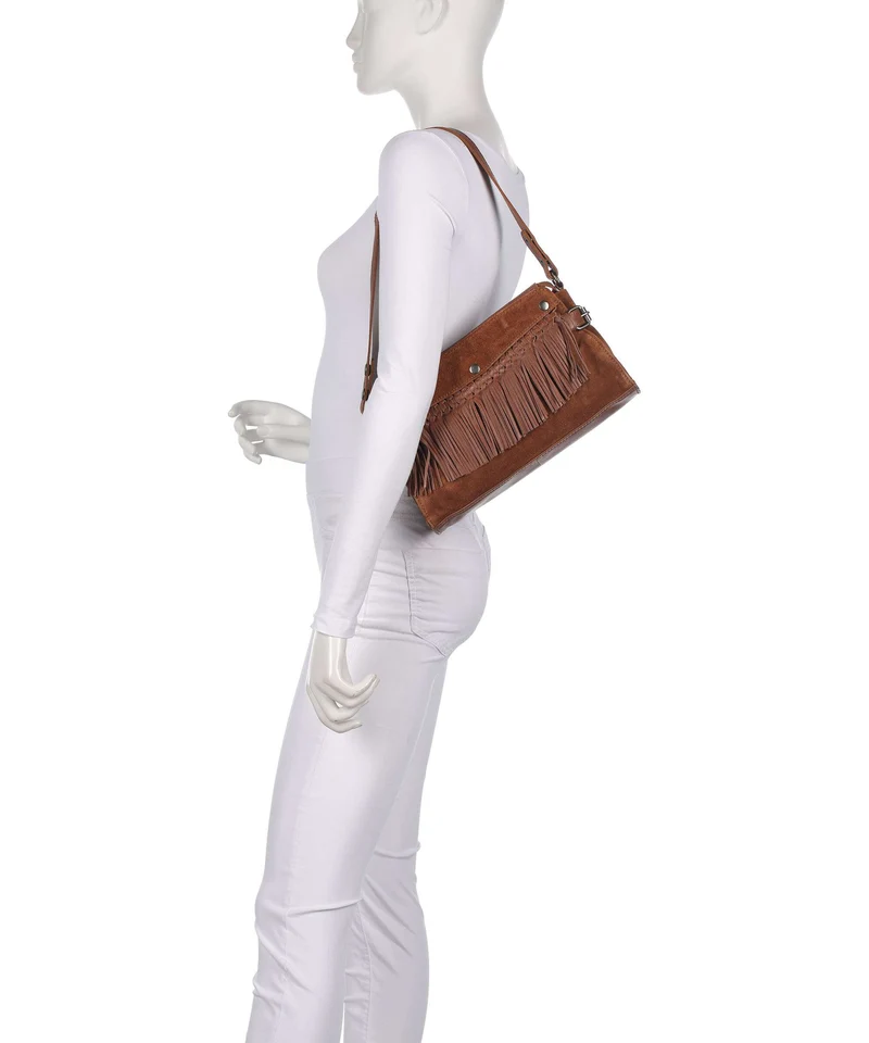 Spikes & Sparrow Suede Mix Madelon Schultertasche mocca