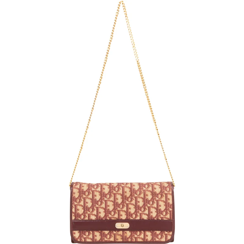 Christian Dior Totter Monogram Canvas Flap Shoulder Bag