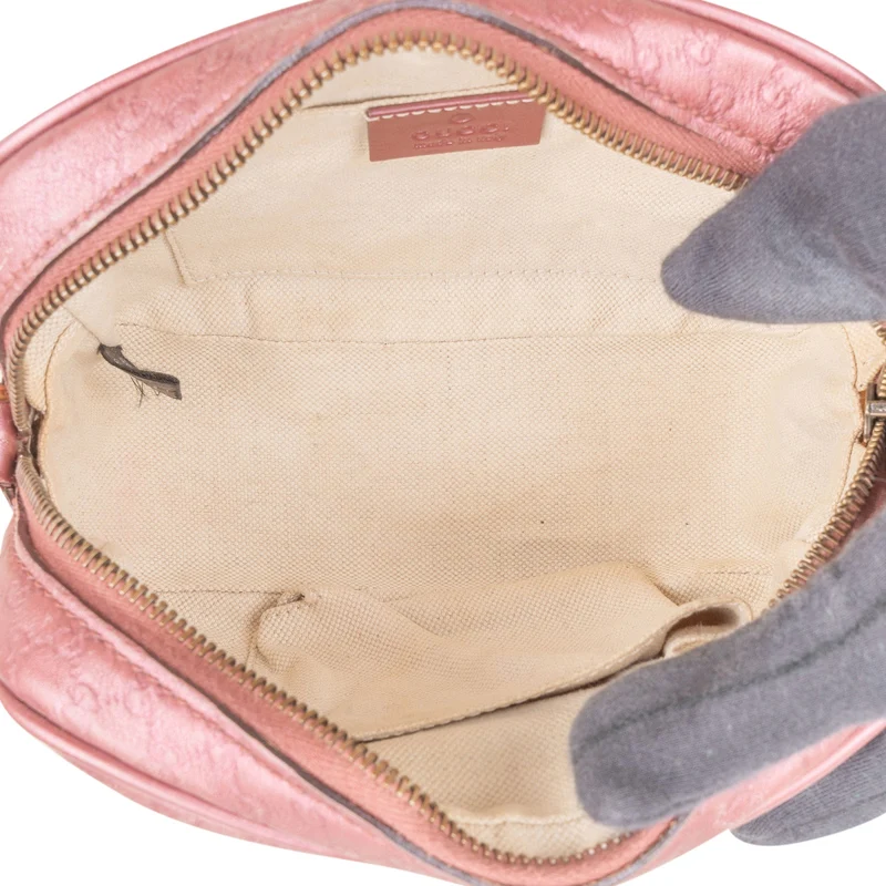 Gucci Microguccissima Metallic Leather Bamboo Tassel Camera Crossbody Bag