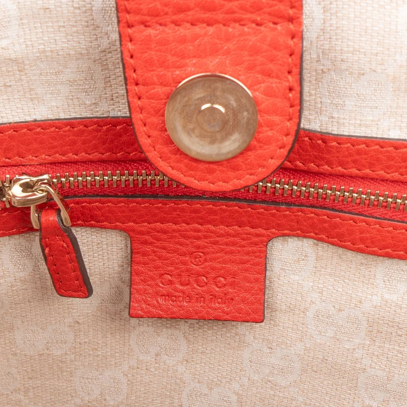 Gucci Red Leather Bamboo Top Handle Large Tote Handbag