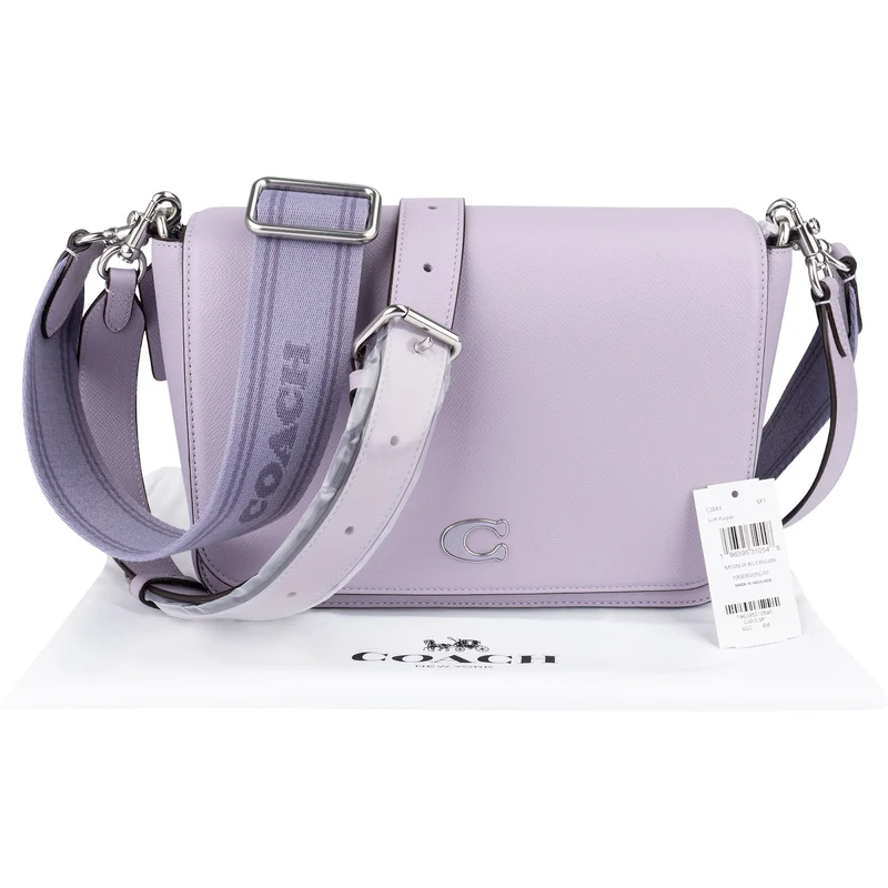 Coach Soft Purple Grained Calfskin Messenger Crossbody Bag