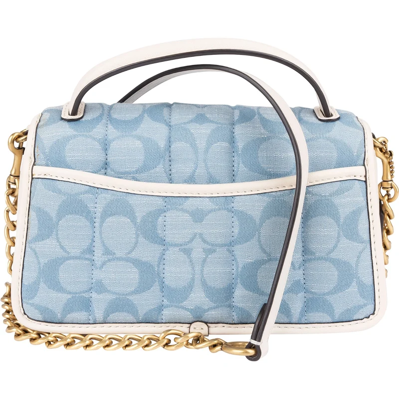 Coach Monogram Signature Quilted Cotton Chambray Turnlock 20 Crossbody Handbag