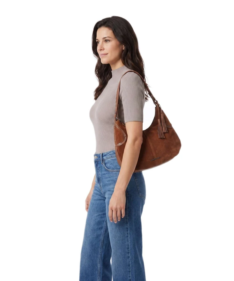 Spikes & Sparrow Suede Mix Anne-Lou Beuteltasche mocca